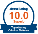 Logo Recognizing The Wilson Law Firm's affiliation with AVVO Rating 10 Top Attorney Criminal Defense