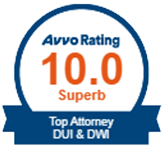 Logo Recognizing The Wilson Law Firm's affiliation with AVVO Rating 10 Top Attorney DUI & DWI